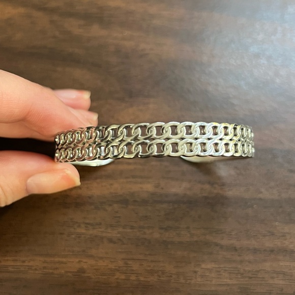 stainless steel chain style bangle cuff bracelet - Picture 2 of 4